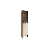 Paneleiro De Cozinha Modulado Alpha 2509 C/ 2 Portas (1 C/ Vidro Canelado) 50cm Freijo/off White - Carraro