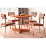 Conjunto: Mesa Sala Jantar Átria 1594 Aço C/ Tampo Madeirado 100cm E 4 Cadeiras Neo Rose/freijó/nogal - Rose/areia - Caramelo - Carraro