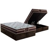 Cama Box Baú Queen: Colchão Espuma D33 Probel / Firmepedic Prodormir Advanced Tech1500 Plus Brown + Base Crc Suede Brown (158x198)