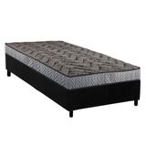 Conjunto Box Solteiro: Colchão Espuma Paropas Compact Ag 65 / D23 Royalle Rústico Prata + Base Crc Suede Black (88x188)