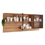 Armário De Cozinha Modulado Alpha 2504 C/ 1 Porta C/ Vidro Canelado 200cm Freijo - Carraro