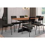 Conjunto: Mesa Sala Jantar Átria 1592 Aço C/ Tampo Madeirado 160x90cm E 6 Cadeiras Neo Preto/nogal - Preto/grafite - Preto - Carraro