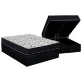 Cama Box Baú Queen: Colchão Espuma D45 Ortobom / Airtech 150 + Base Crc Suede Black (158x198)