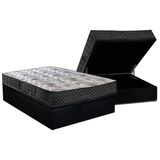 Conjunto Box Baú Casal: Colchão Espuma Paropas D45 Pasquale Wave Black + Base Crc Suede Black (138x188)