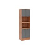 Paneleiro De Cozinha Modulado Bella 2616 Torre Quente C/ 2 Fornos 4 Portas 70cm Nogal/cinza - Carraro