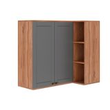 Armário De Cozinha Modulado Bella 2604 Canto Reto C/ 2 Portas 94cm Nogal/cinza - Carraro