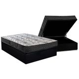 Conjunto Box Baú Casal: Colchão Espuma Paropas D45 Pasquale Wave Black + Base Crc Suede Black (138x188)