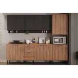 Cozinha Modulada Completa Alpha 5 Peças (2armários+2balcões+1torrequente) C5p101 Preto/freijo - Carraro