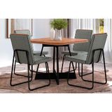 Conjunto: Mesa Sala Jantar Átria 1593 Aço C/ Tampo Madeirado 90x90cm E 4 Cadeiras Lira Preto/nogal - Preto/grafite - Preto - Carraro