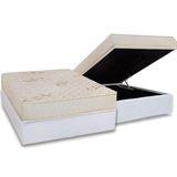 Conjunto Box Baú Casal: Colchão Espuma Luckspuma D45 Gran Luck Flora Pró Saúde + Base Crc Courano White (138x188)