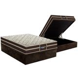 Cama Box Baú Casal: Colchão Ortopédico Probel Wood Guarda Costa Brown + Base Crc Suede Brown (138x188)