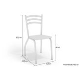 Conjunto: Mesa Sala Jantar Iguaçu C/ Tampo De Madeira 136cm E 4 Cadeiras Portugal Cromada/nogueira - Courano Branco - Kappesberg