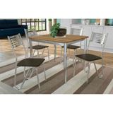 Conjunto: Mesa Sala Jantar Reno C/ Tampo De Madeira 90cm E 4 Cadeiras Nápoles Cromada/preto 110 - Kappesberg