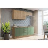 Cozinha Modulada Completa Botanic 5 Peças (2aéreos+2balcões+1complemento) S/pia M665 Nogueira/verde Oliva - Kappesberg