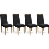 Cadeira De Cozinha 2cad150ea Kit 4 Un Eucalipto/suede Preto A038 - Kappesberg