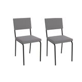Cadeira De Cozinha Zaria 2c128 Aço Kit 2 Uni Preto/suede Cinza - Kappesberg