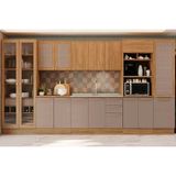 Cozinha Modulada Completa Botanic 8 Peças (2aéreos+2balcões+3paneleiros+1complemento) S/pia C8p34 Nogueira/fendi - Kappesberg