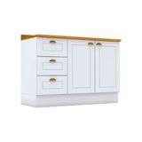 Balcão De Cozinha Modulado P/ Pia C/ Tampo Americana C/ 2 Portas E 3 Gavetas 120cm Branco - Henn