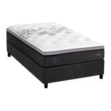 Cama Box Solteirão: Colchão Molas Ensacadas Herval Partenon C1629 Viscogel + Base Crc Suede Gray (96x203x33)