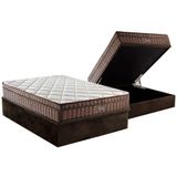 Cama Box Baú Casal: Colchão Ortopédico D Angelis Anjos D28 / Ag65 Anjos Star + Base Crc Suede Brown (138x188)
