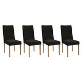 Cadeira De Cozinha 2cad157ea Kit 4 Un Eucalipto/suede Preto A038 - Kappesberg