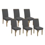 Cadeira De Cozinha 2cad142fr Kit 6 Un Freijó/suede Deluxe Grafite - Kappesberg