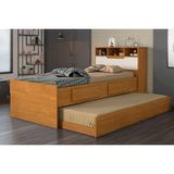Bicama Solteiro Ravena C/ 2 Gavetas E Auxiliar Cinamomo/off White - Conquista
