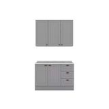 Cozinha Modulada Completa Americana 3 Peças (1aéreo+1balcão+1complemento) Cz122 Cinza - Henn