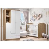Quarto De Bebê Completo Bala De Menta 2 Peças (1 Guarda Roupa + 1 Berço) Qi94 Rústico/branco - Henn