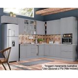 Cozinha Modulada Completa Americana 16 Peças (6aéreos+5balcões+1paneleiro+4complementos) C5p38 Cinza - Henn