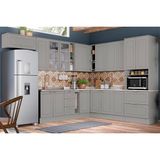Cozinha Modulada Completa Americana 16 Peças (6aéreos+5balcões+1paneleiro+4complementos) C5p33 Cinza - Henn
