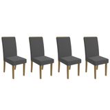 Cadeira De Cozinha 2cad142fr Kit 4 Un Freijó/suede Deluxe Grafite - Kappesberg