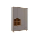Guarda Roupa Bebê 4 Portas E 4 Gavetas Casinha Fendi/nature - Permóbili Baby