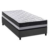 Cama Box Solteirão: Colchão Molas Bonnel Herval Maxspring Minsque C1625 + Base Crc Suede Gray (96x203x27)