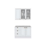 Cozinha Modulada Completa Americana 3 Peças (1aéreo+1balcão+1complemento) Cz125 Branco - Henn
