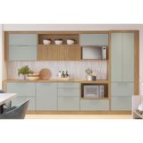 Cozinha Modulada Completa Marquesa 13 Peças (3aéreos+3balcões+1paneleiro+6complementos) C6p70 Nature/verde - Nesher
