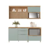 Cozinha Modulada Completa Marquesa 4 Peças (2aéreos+2balcões) C4p24 Nogueira - Nesher
