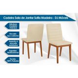 Cozinha Completa Ryze Tampo Madeirado C/ Vidro Curvo 180x100cm E 6 Cadeiras Sofia Cedro/off White - Ipe/suede Creme - Dj Móveis