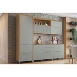 Cozinha Modulada Completa Marquesa 5 Peças (2aéreos+2balcões+1paneleiro) C6p40 Nature/verde - Nesher
