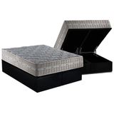 Cama Box Baú Queen: Colchão Molas Ensacadas D Angelis Anjos Royal + Base Crc Suede Black (158x198)