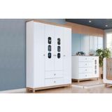 Quarto De Bebê Completo Aconchego 2 Peças (1 Guarda Roupa + 1 Cômoda) Qi81 Branco/jequitiba - Henn