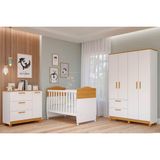 Quarto De Bebê Completo Jujuba 3 Peças (guarda Roupa+cômoda+berço) Nature/branco - Permóbili Baby