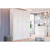 Quarto De Bebê Completo Americano 2 Peças (1 Guarda Roupa + 1 Cômoda) Qi59 Branco - Henn