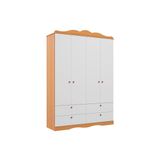 Guarda Roupa Bebê Encanto C/ 4 Portas E 4 Gavetas Nature/branco - Permóbili Baby