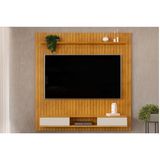 Rack Bancada C/ Painel P/ Tv Até 70 Polegadas Lexus Ripado Prateleira E Nichos179x183cm Cedro/bali - Dj Móveis