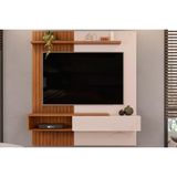 Painel Quarto P/ Tv Até 65 Pol Tito Ripado C/ 1 Porta 150x164cm Off White/freijó - Dj Móveis
