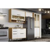 Cozinha Modulada Completa Syrah 4 Peças (2aéreo+1balcão+1paneleiro) C4p05 Amendoa/branco - Ronipa