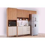 Cozinha Modulada Completa Divina 4 Peças (2aéreos+1balcão+1paneleiro) S/pia Cz003 Freijo/off White - Mgm