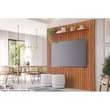 Painel Quarto P/ Tv Até 65 Pol Maragogi C/ Prateleira Ripado 185x220cm Cinamomo - Permóbili