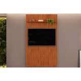 Rack Bancada C/ Painel P/ Tv Até 55 Pol Pratic Ripado 1 Prateleira 143x240cm Freijo - Dj Móveis